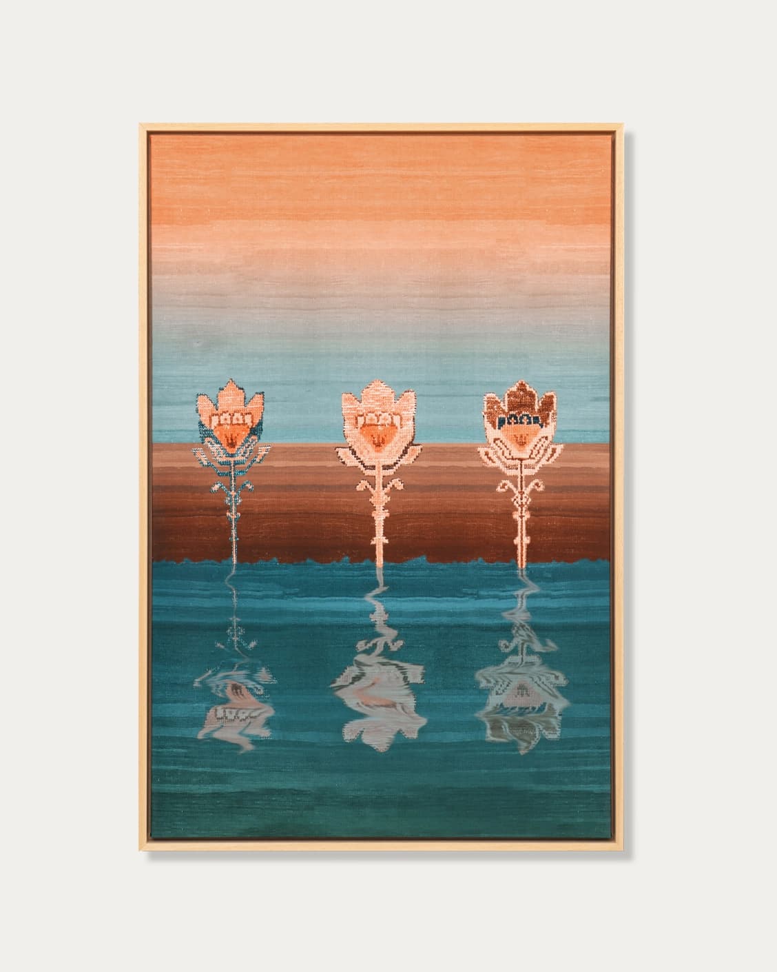 Tulips canvas in blue and beige, shown in a product front view as image 1