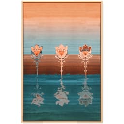 Tulips canvas in blue and beige, shown in a product front view as image 1