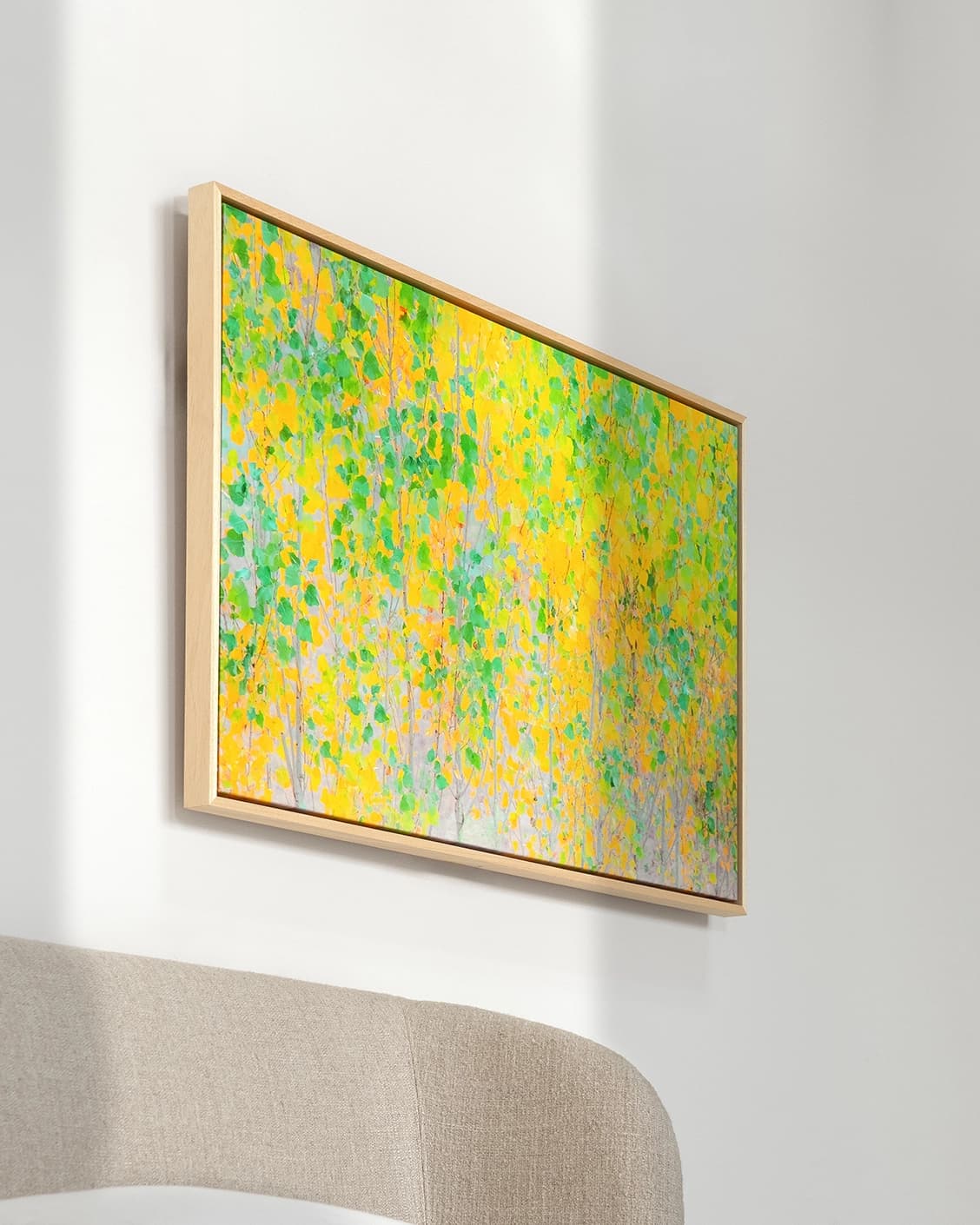 Twilight canvas in green and yellow, shown in a lifestyle left view as image 4