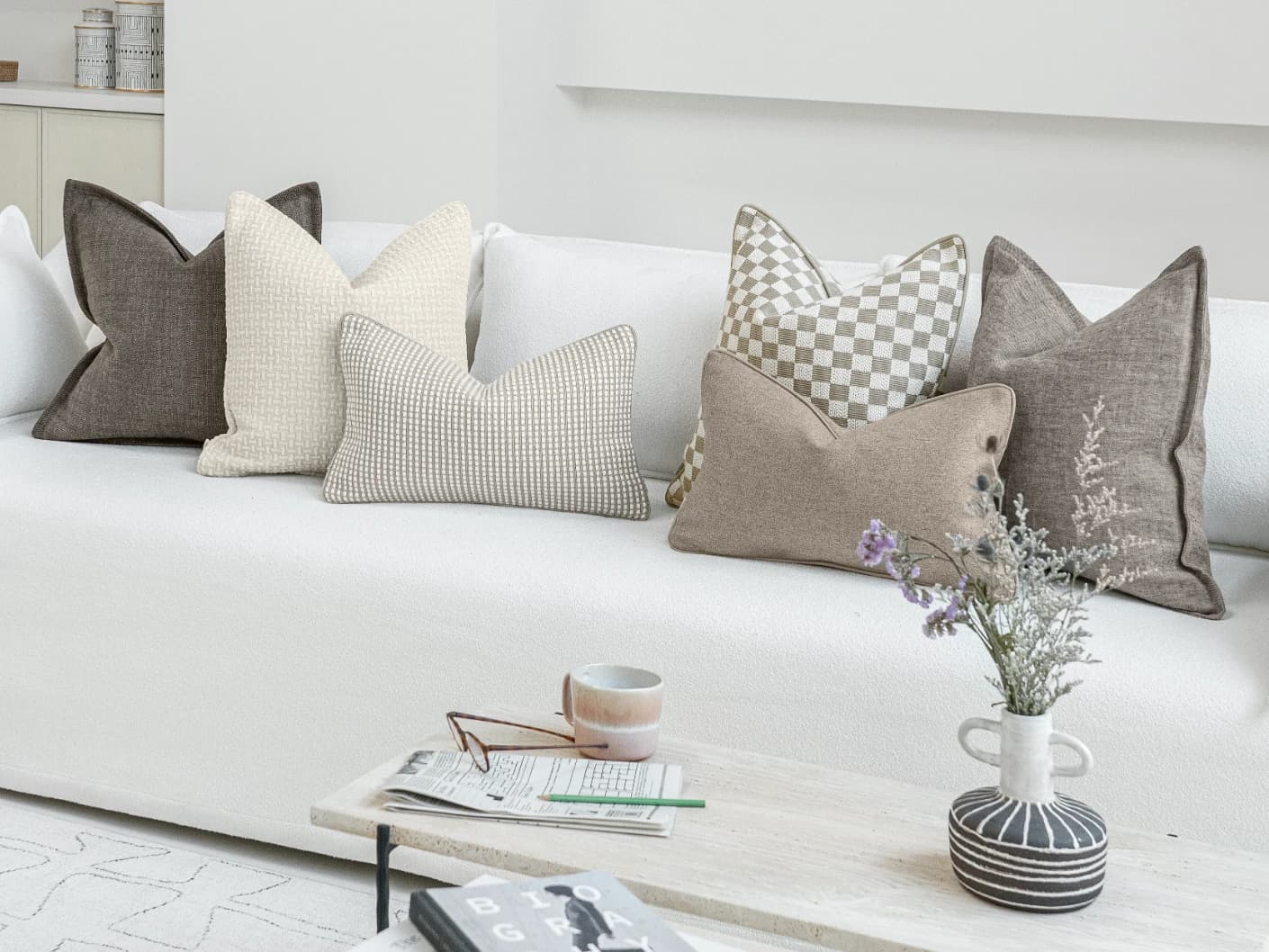 Vecna Bundle bundle cushions, shown in a lifestyle front view