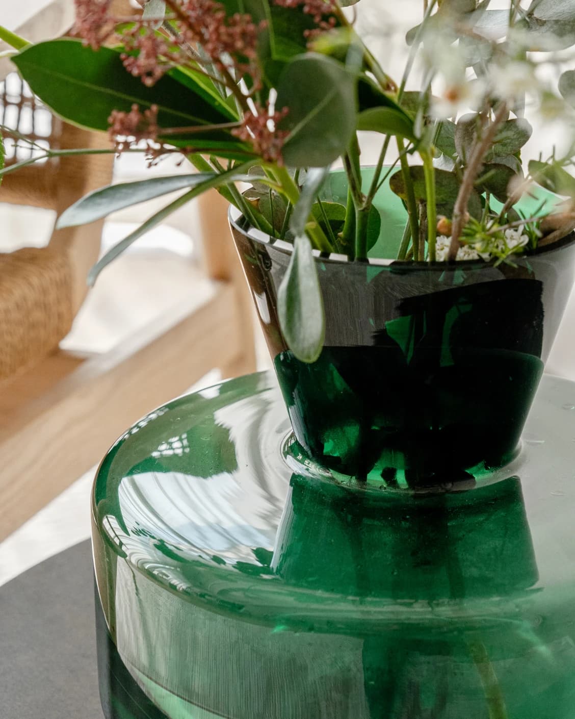 Verdell Storms vases in green, shown in a lifestyle close-up as image 4