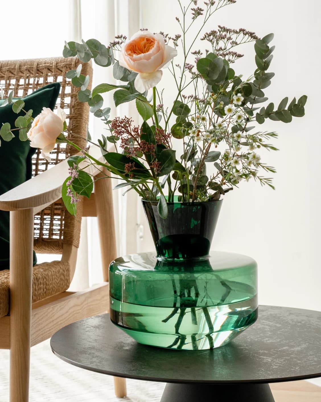 Verdell Storms vases in green, shown in a lifestyle front view as image 3