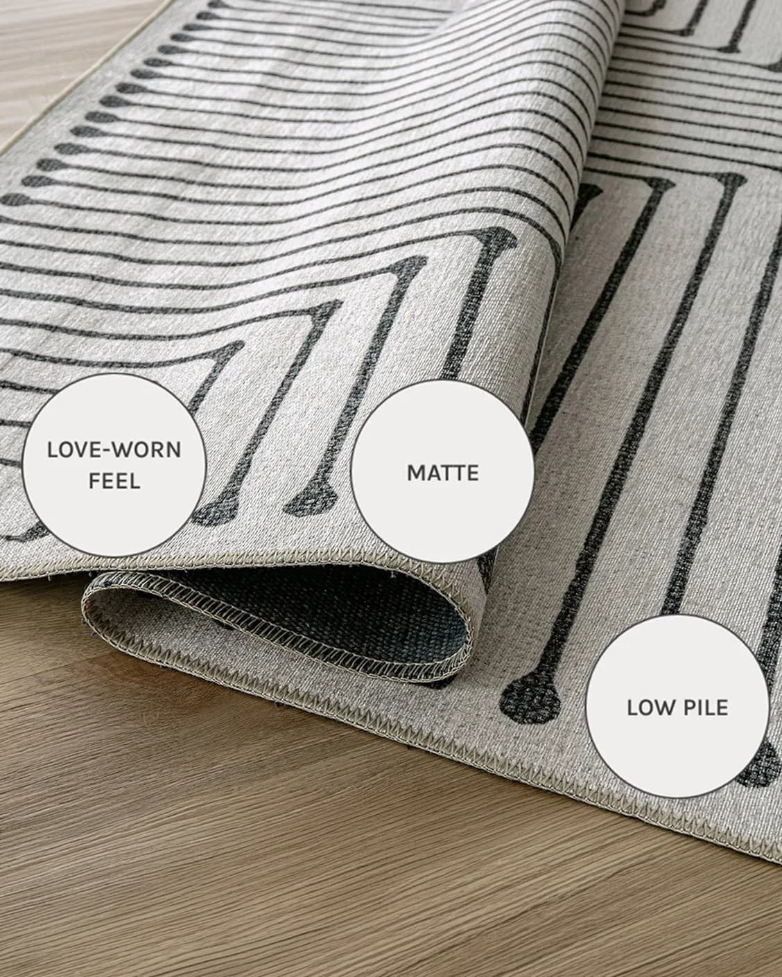 Vince Bianca carpets in black and white, shown in a close-up as image 17