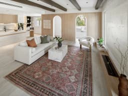 Vince Brick carpet in red, shown in a lifestyle front view