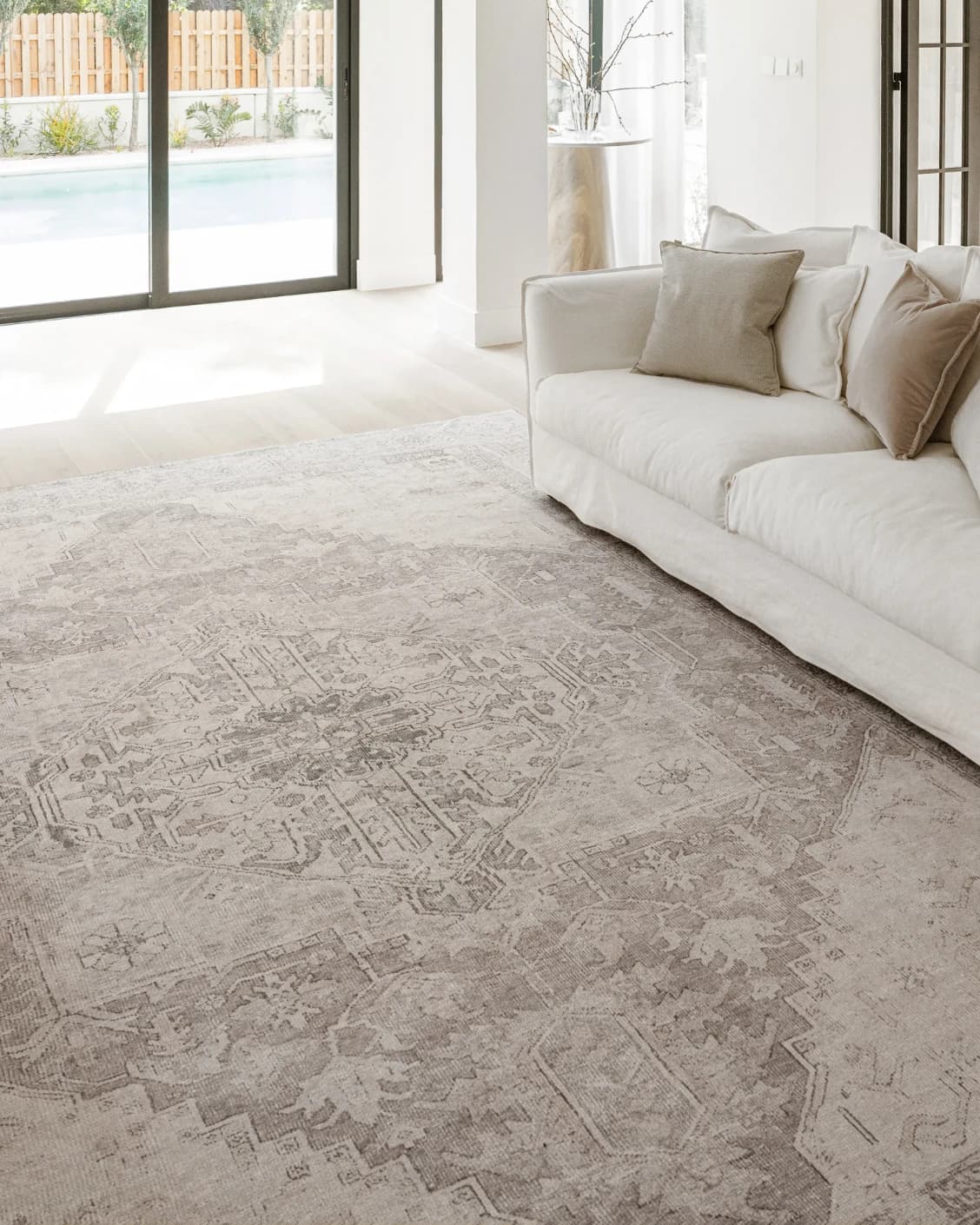 Vince Clay carpet in beige and grey, shown in a lifestyle front view as image 4