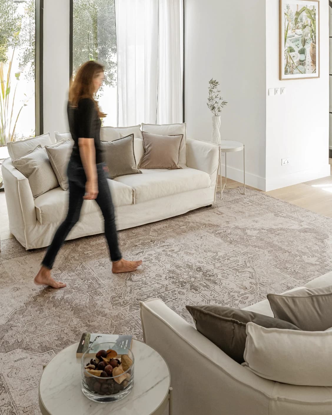Vince Clay carpet in beige and grey, shown in a lifestyle front view as image 5