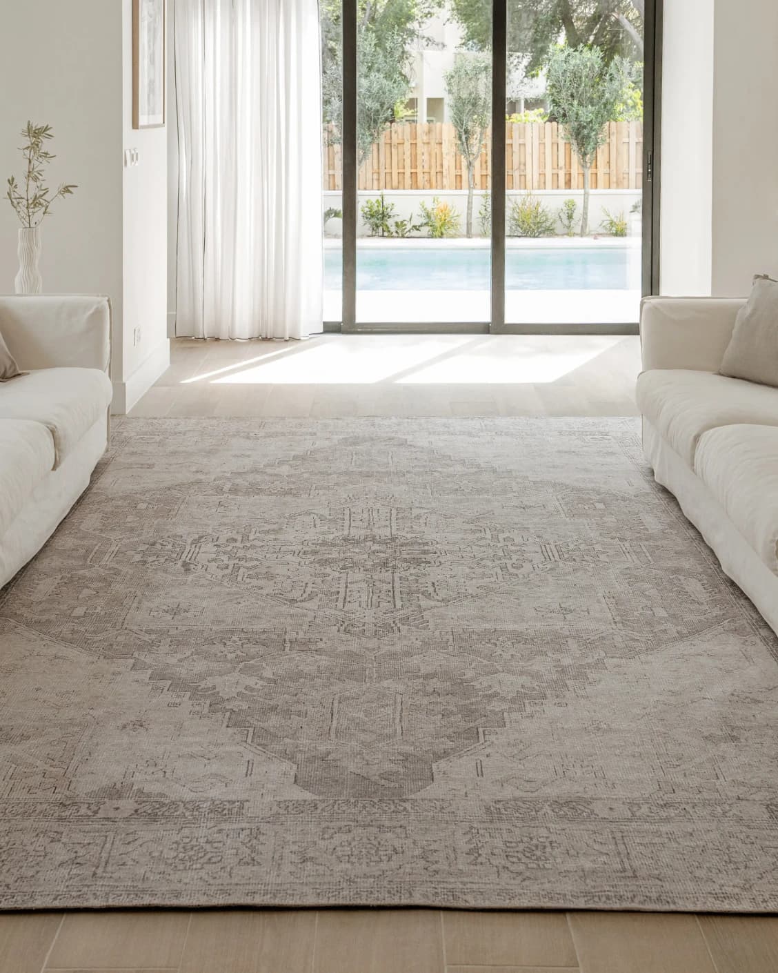 Vince Clay carpet in beige and grey, shown in a lifestyle front view as image 6