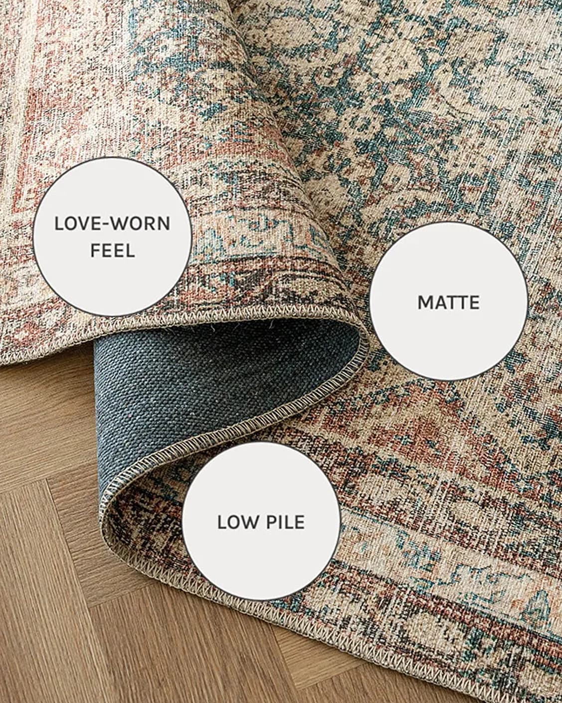 Vince Denim carpets in beige, rust and multicolour, shown in a close-up as image 14
