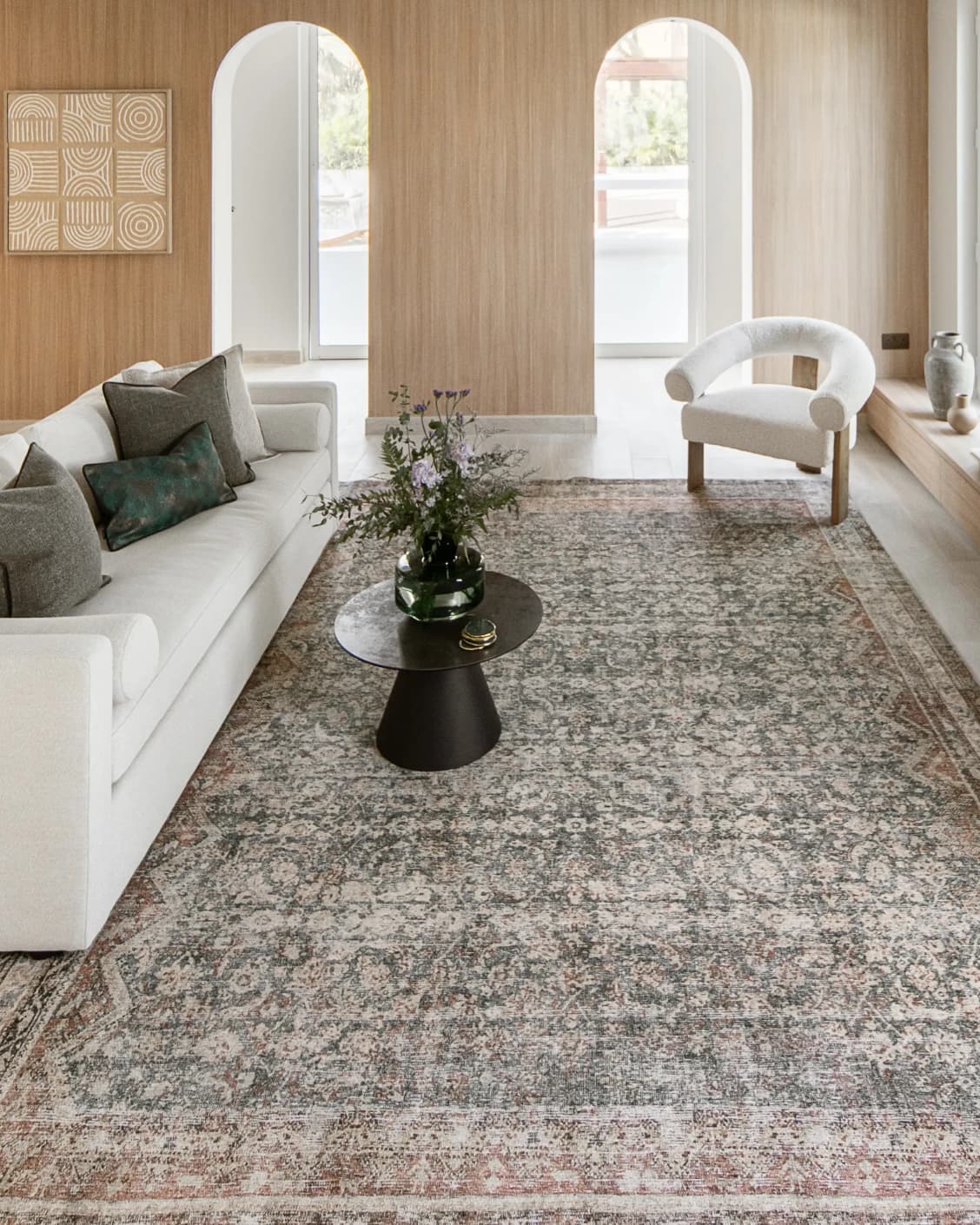 Vince Denim carpet in beige, rust and multicolour, shown in a lifestyle front view as image 4