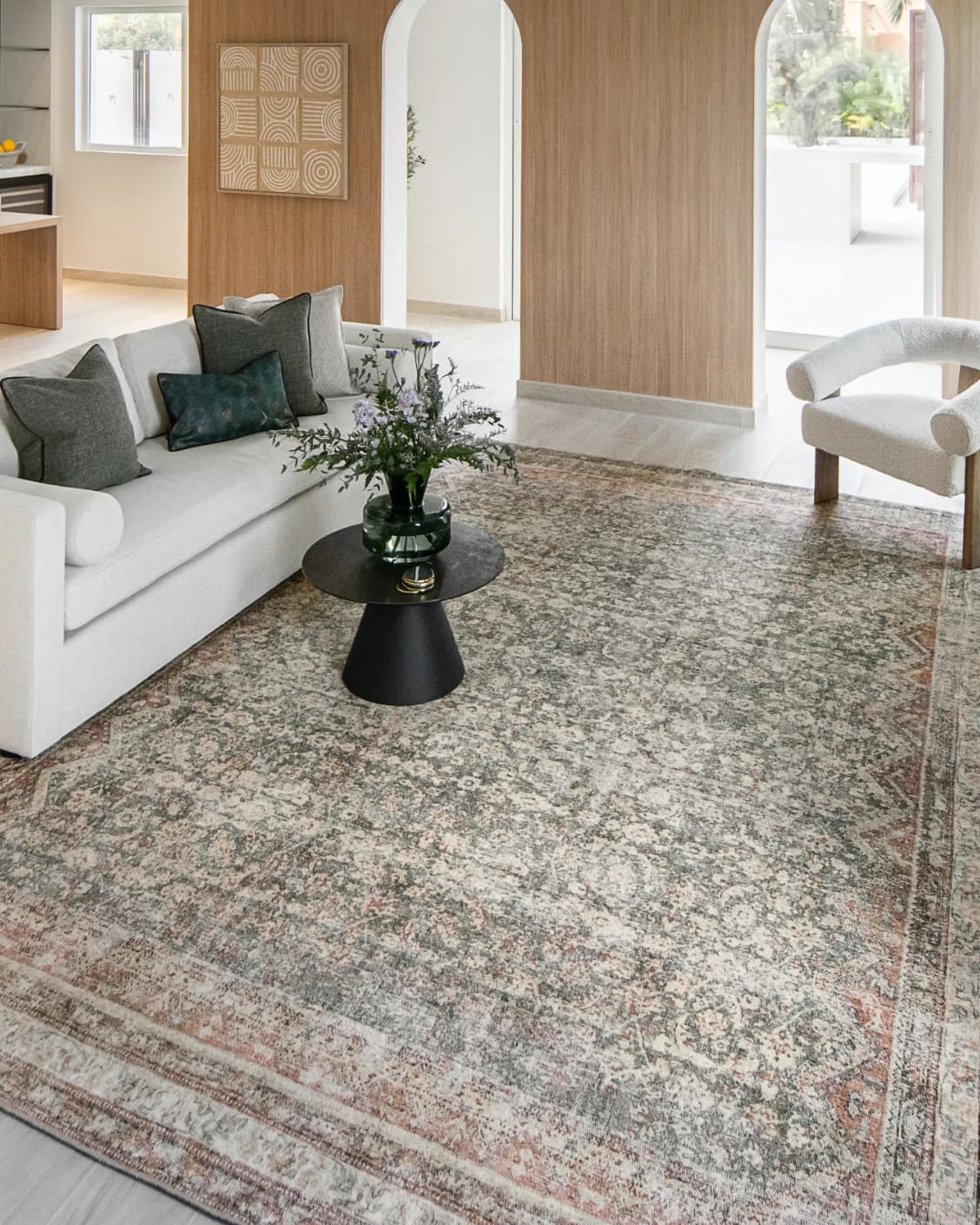 Vince Denim carpet in beige, rust and multicolour, shown in a lifestyle left view as image 5