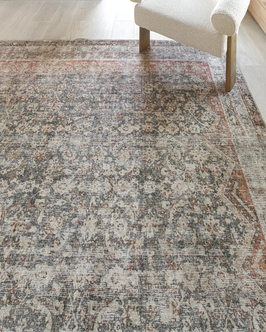 Vince Denim carpet in beige, rust and multicolour, shown in a lifestyle top view as image 8