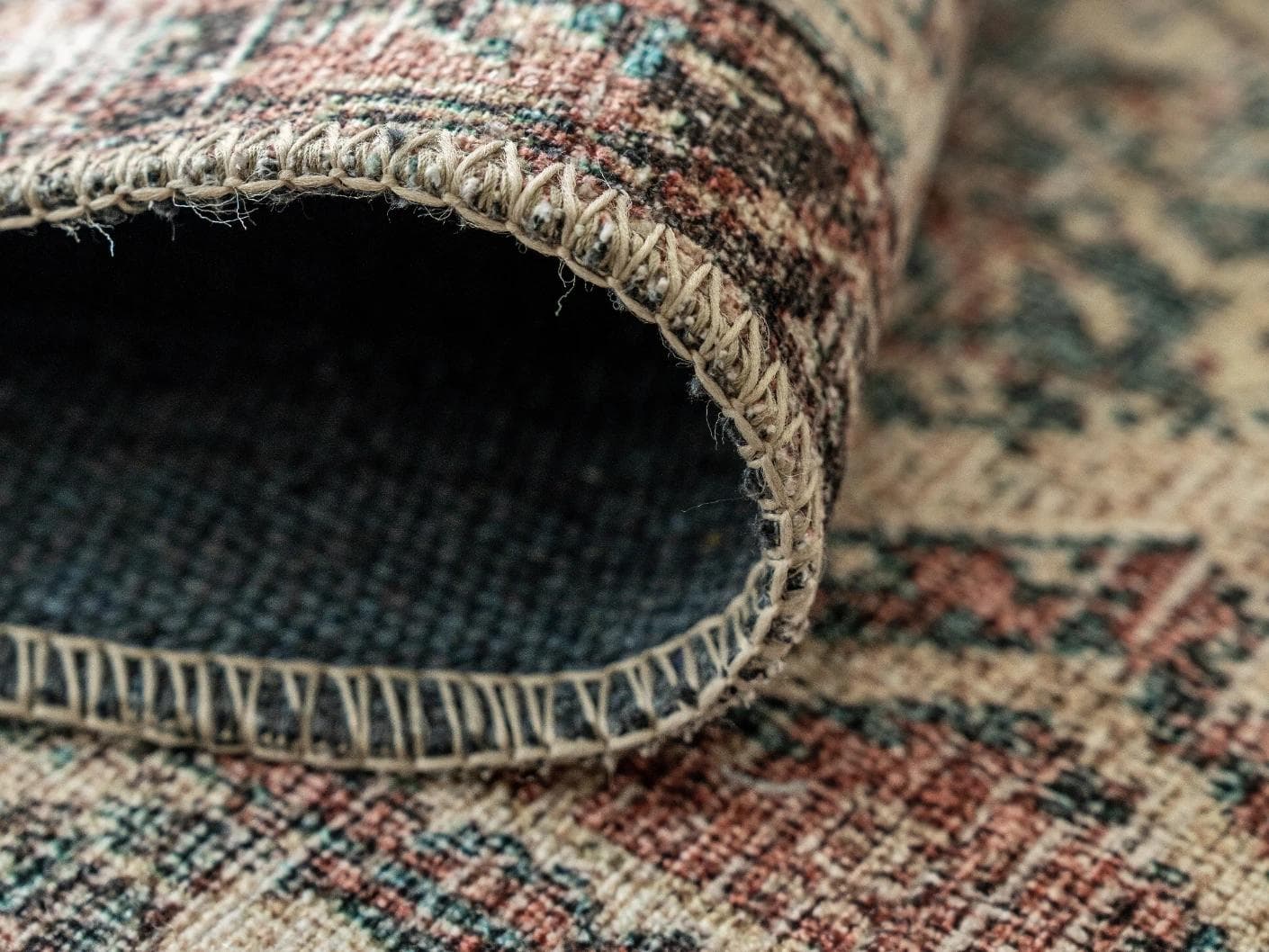 Vince Denim carpet in beige, rust and multicolour, shown in a product close-up as image 13