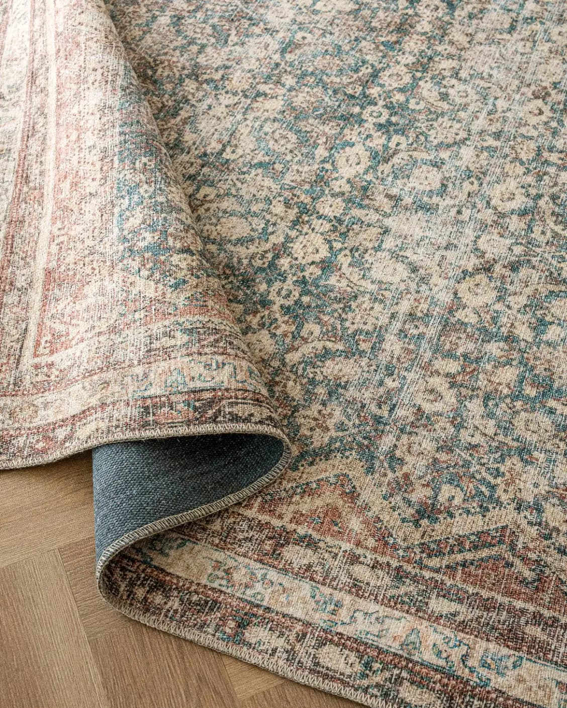 Vince Denim carpet in beige, rust and multicolour, shown in a product close-up as image 12
