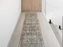 Vince Denim Runners carpet in beige, rust and multicolour, shown in a lifestyle front view