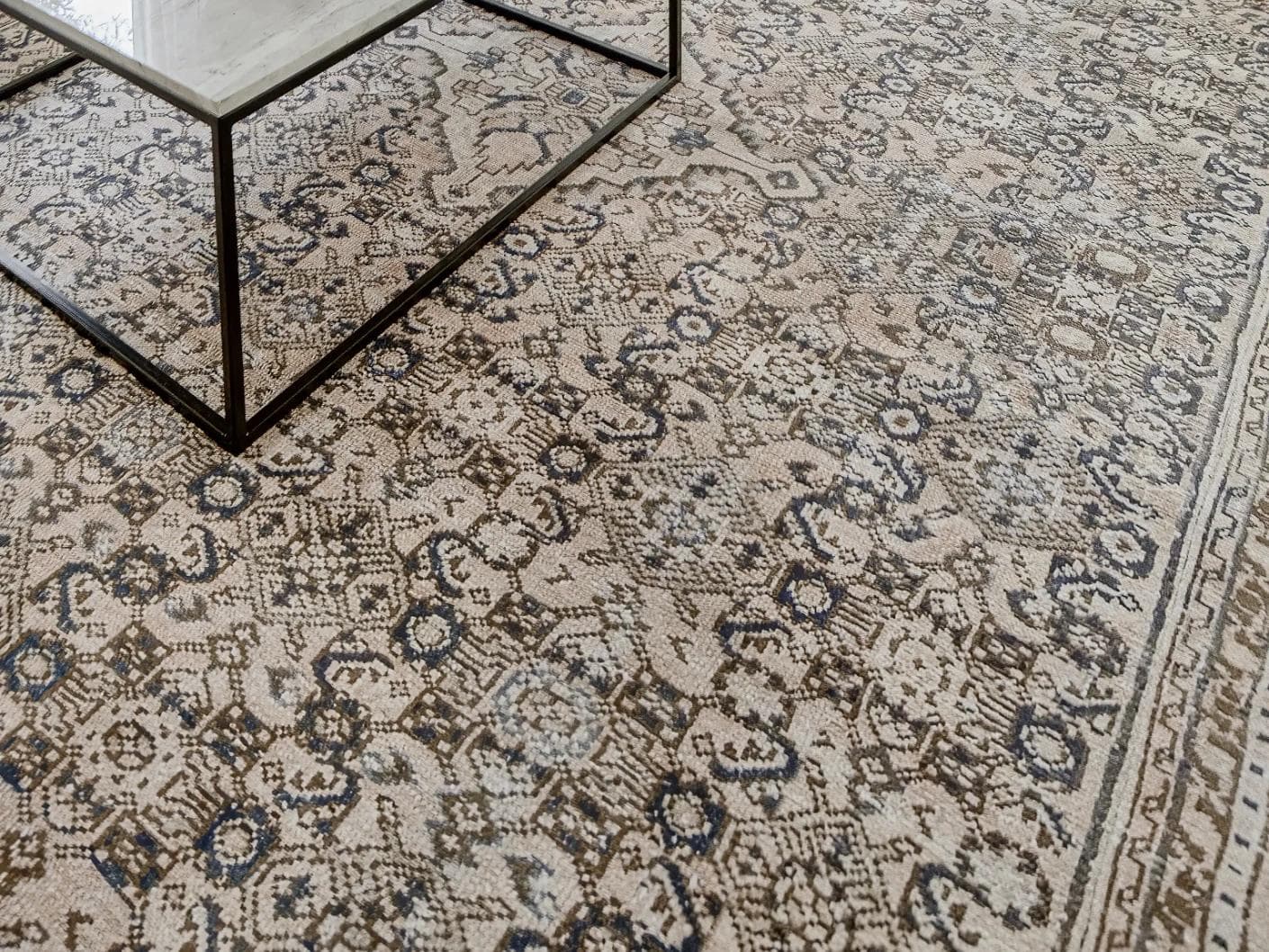 Vince Dune carpet in brown and beige, shown in a lifestyle close-up as image 4