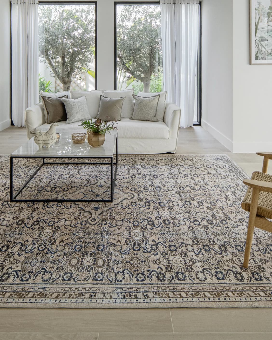 Vince Dune carpet in brown and beige, shown in a lifestyle front view as image 6