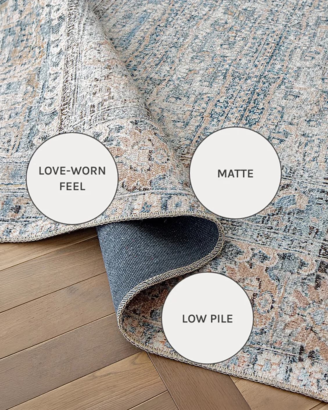 Vince Lake carpets in blue and rust, shown in a close-up as image 13