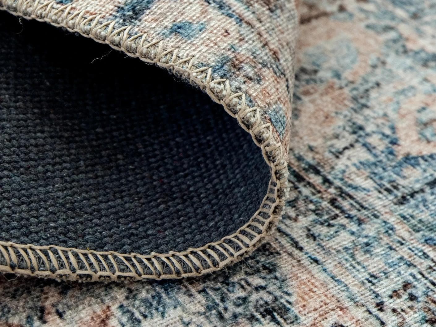 Vince Lake carpet in blue and rust, shown in a product close-up as image 11