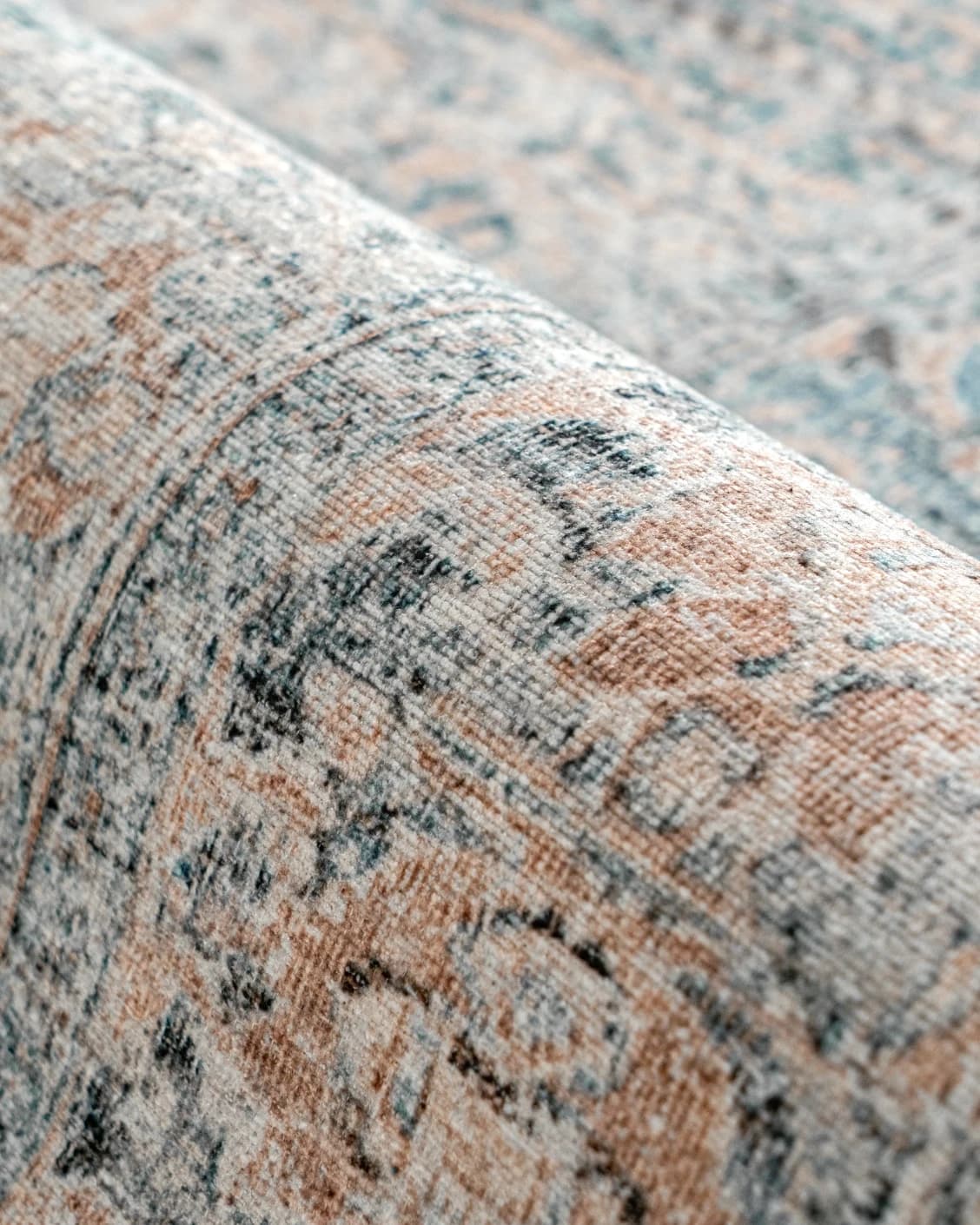 Vince Lake carpet in blue and rust, shown in a product close-up as image 12