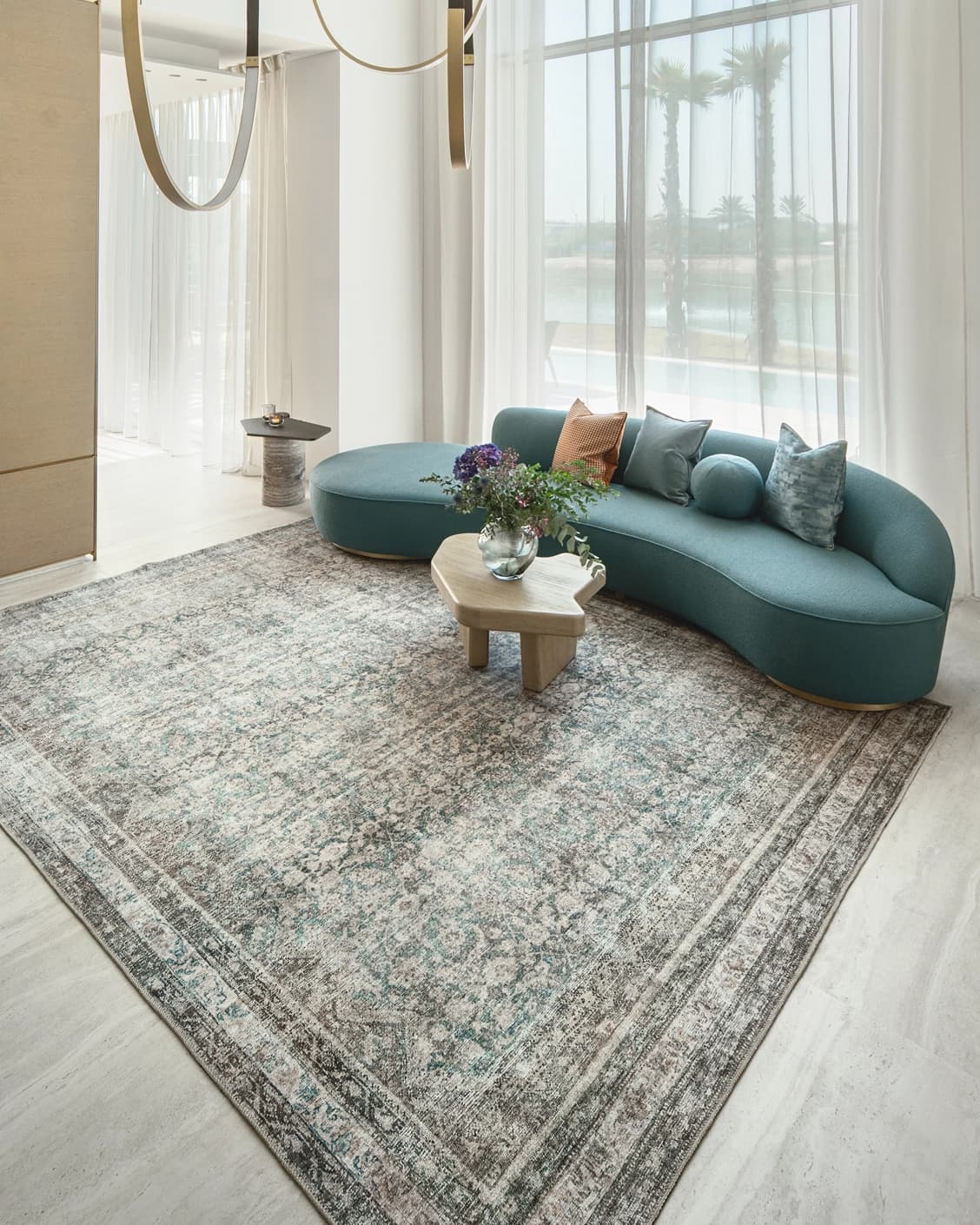 Vince Mira carpet in grey, shown in a lifestyle right view as image 7