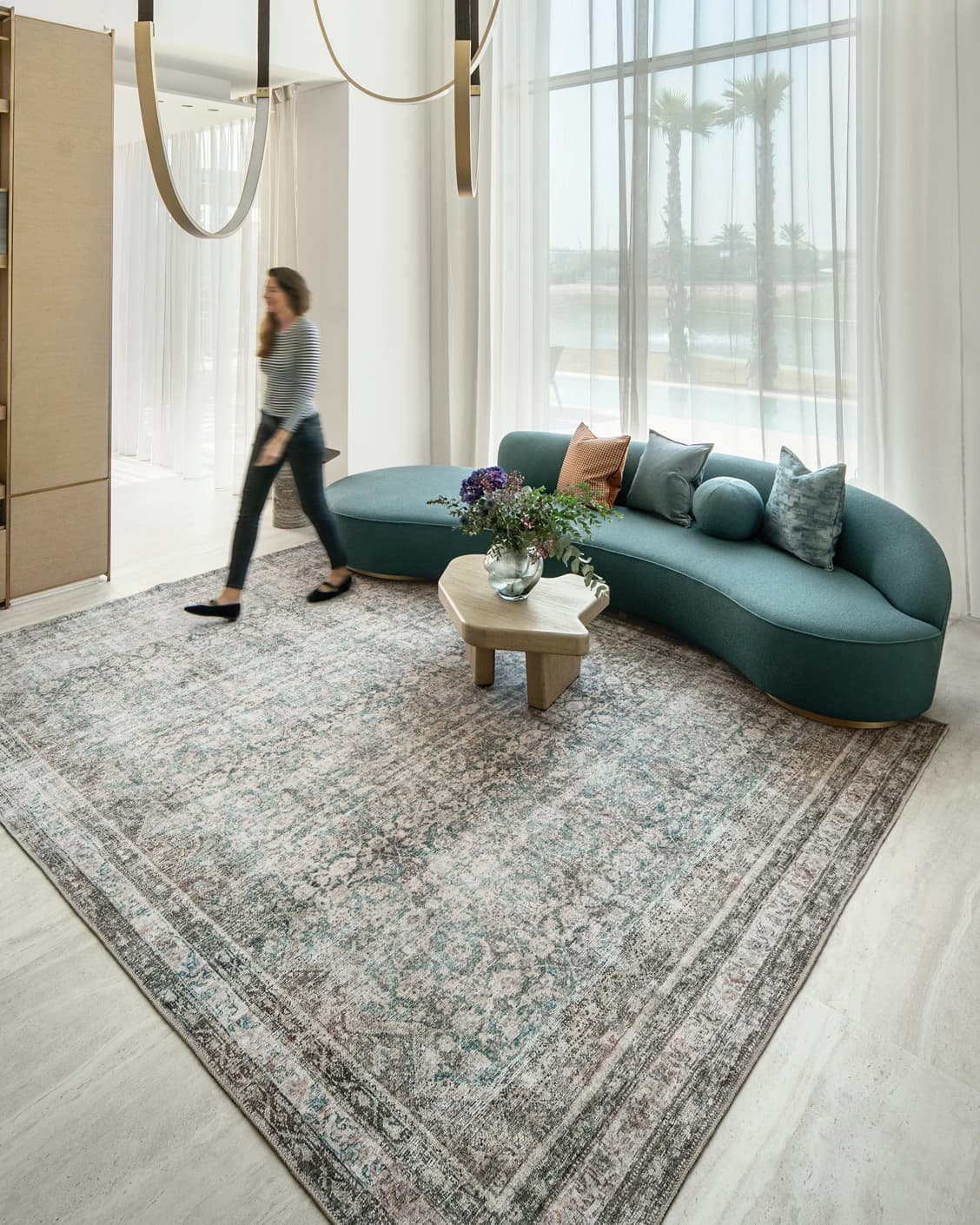 Vince Mira carpet in grey, shown in a lifestyle right view as image 8