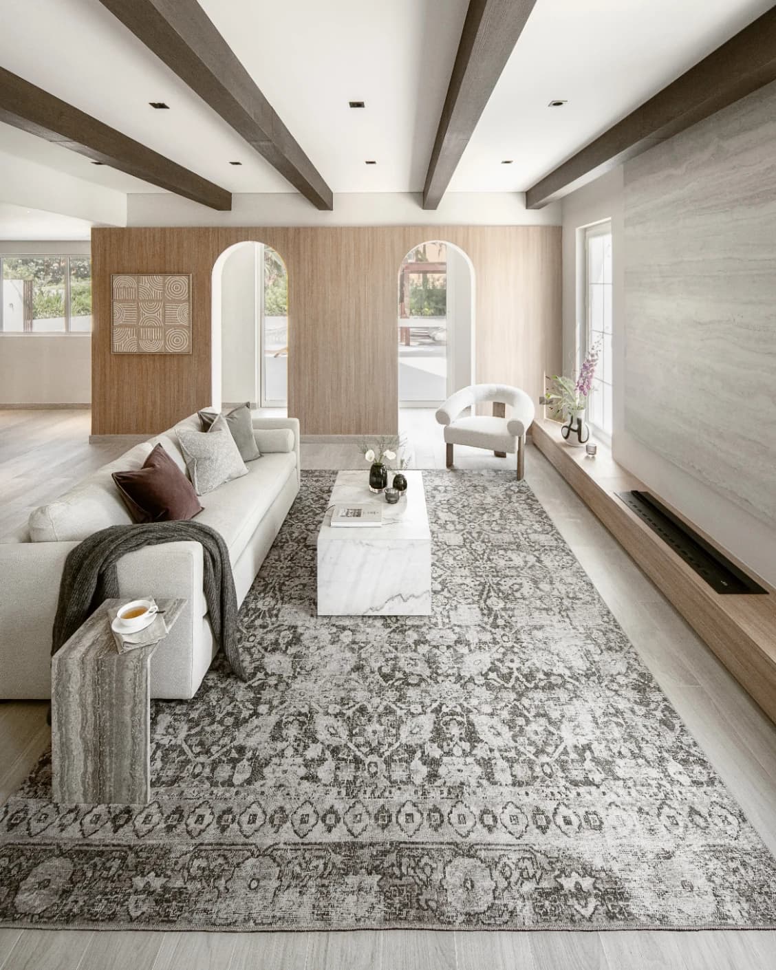 Vince Porcini carpet in grey and charcoal, shown in a lifestyle front view as image 4