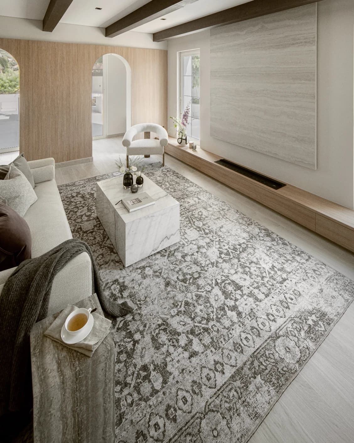 Vince Porcini carpet in grey and charcoal, shown in a lifestyle left view as image 5