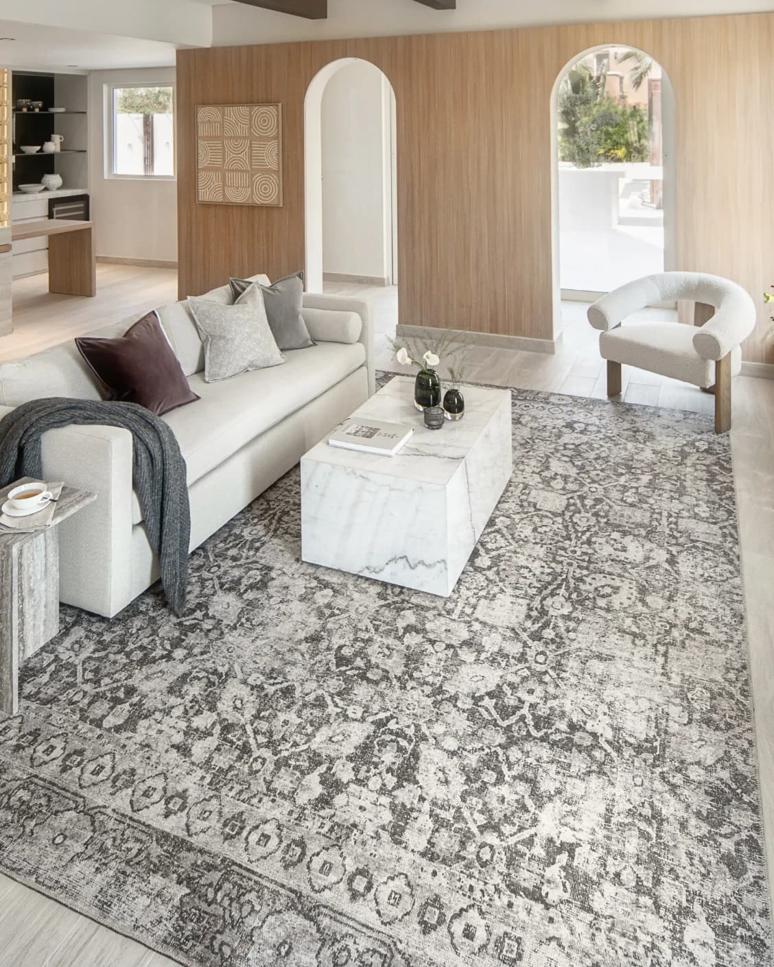 Vince Porcini carpet in grey and charcoal, shown in a lifestyle right view as image 6