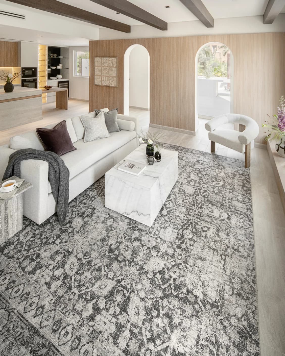 Vince Porcini carpet in grey and charcoal, shown in a lifestyle right view as image 7
