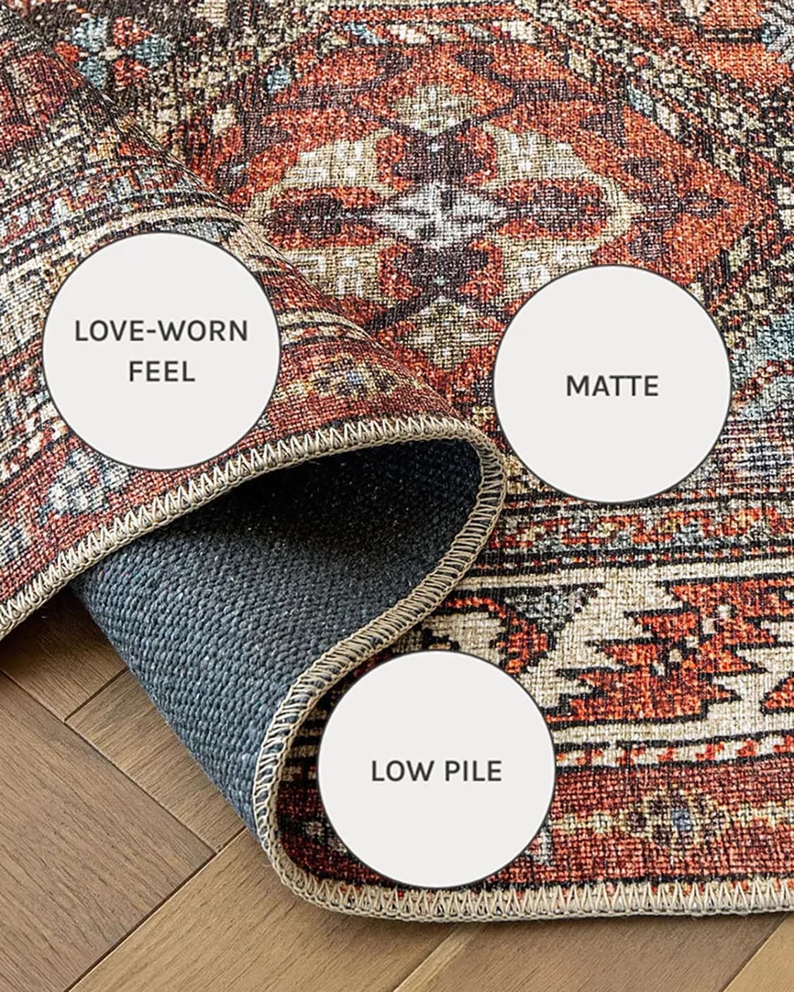 Vince Rosso carpets in rust and multicolour, shown in a close-up as image 18