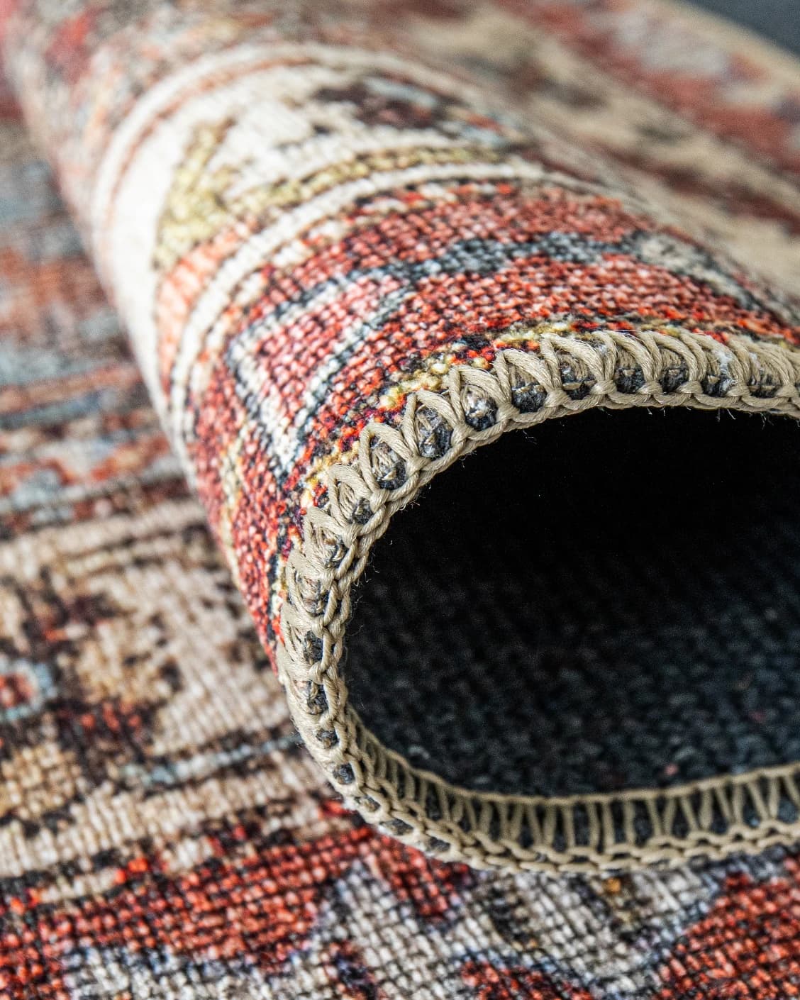 Vince Rosso carpet in rust and multicolour, shown in a product close-up as image 14