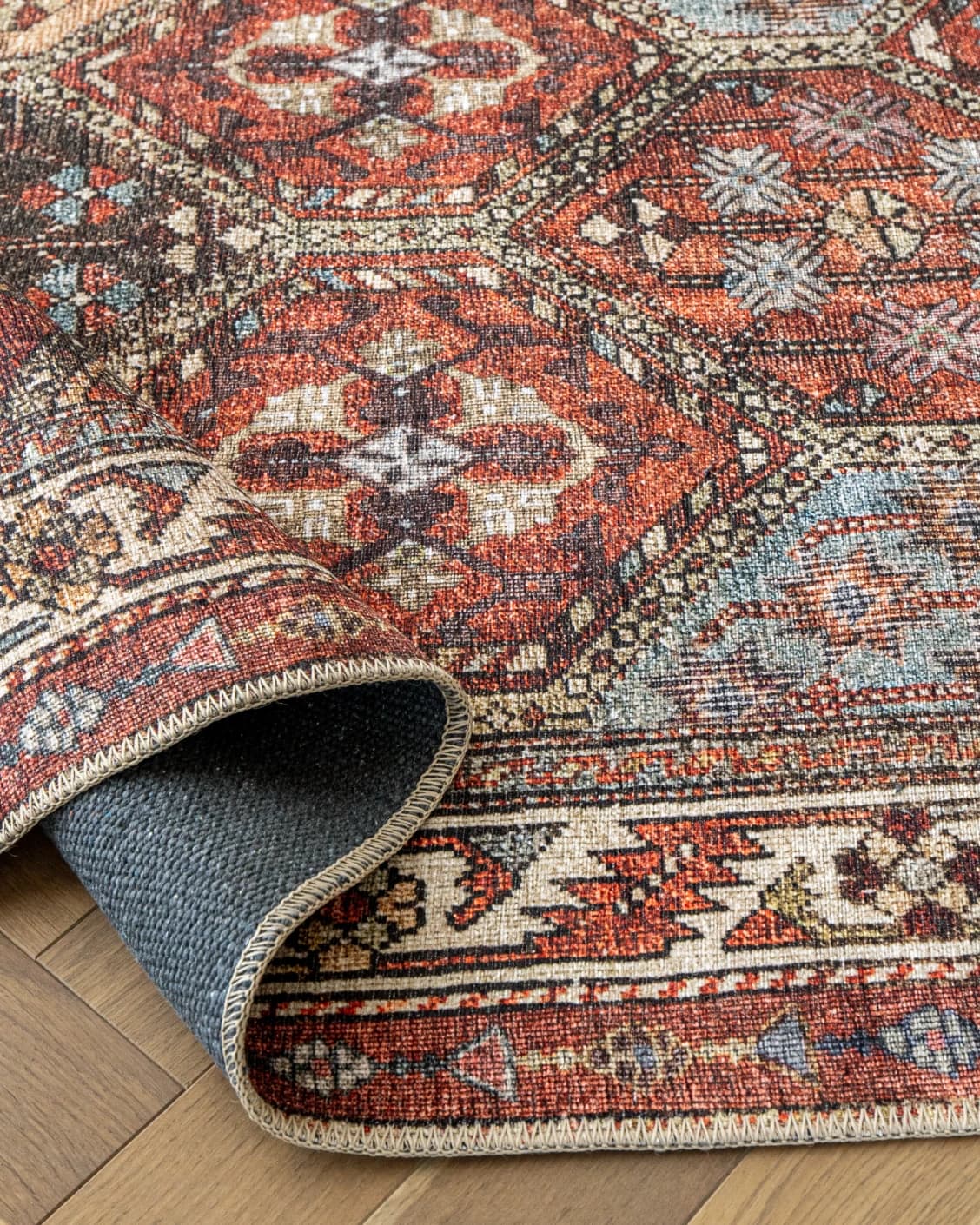 Vince Rosso carpet in rust and multicolour, shown in a product close-up as image 16