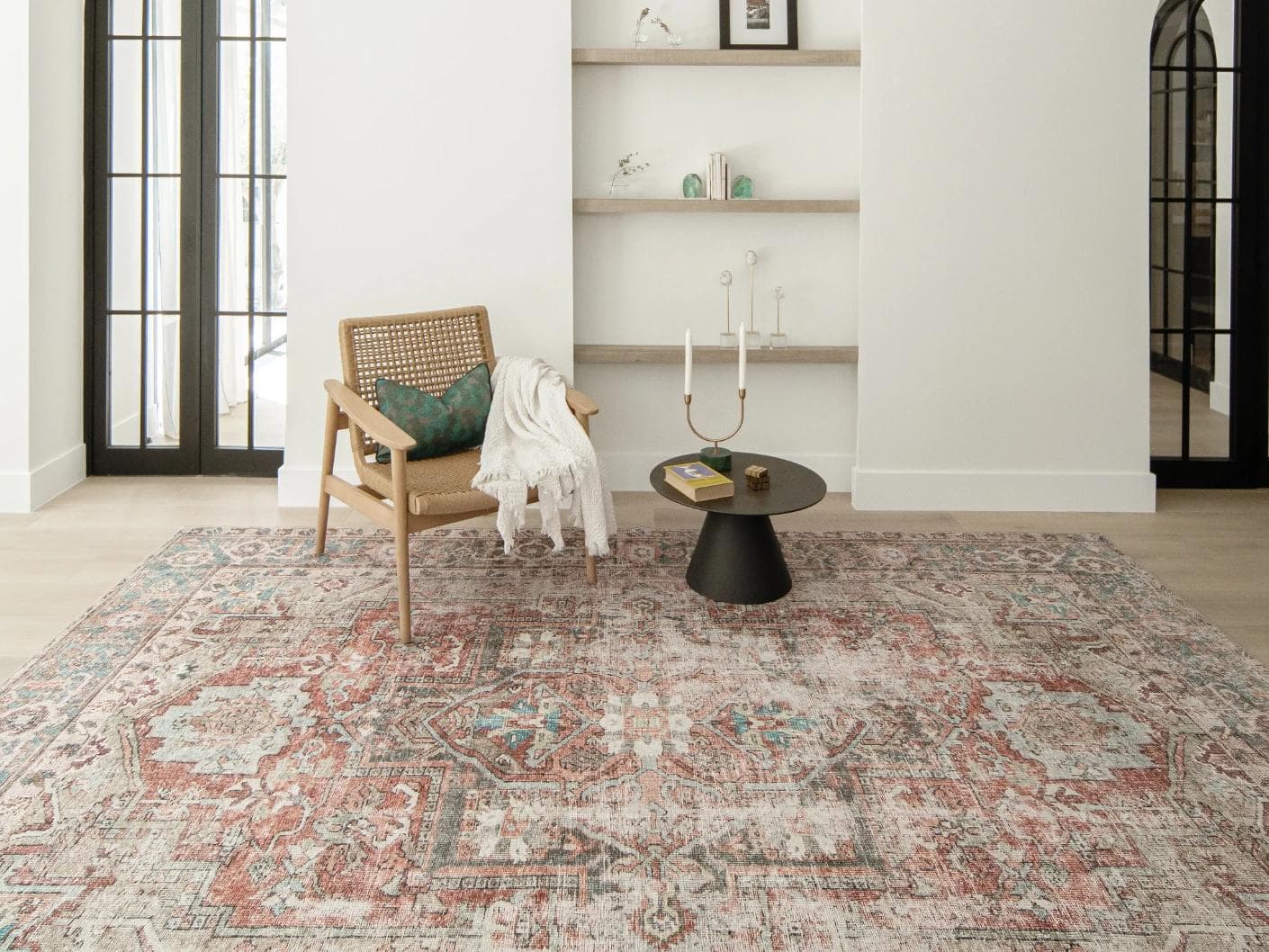 Vince Rouge carpets in red and multicolour, shown in a lifestyle front view as image 2