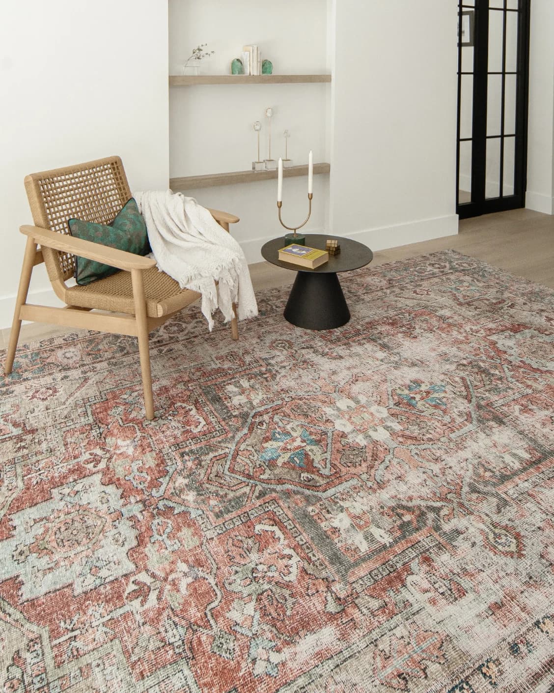 Vince Rouge carpet in red and multicolour, shown in a lifestyle left view as image 6