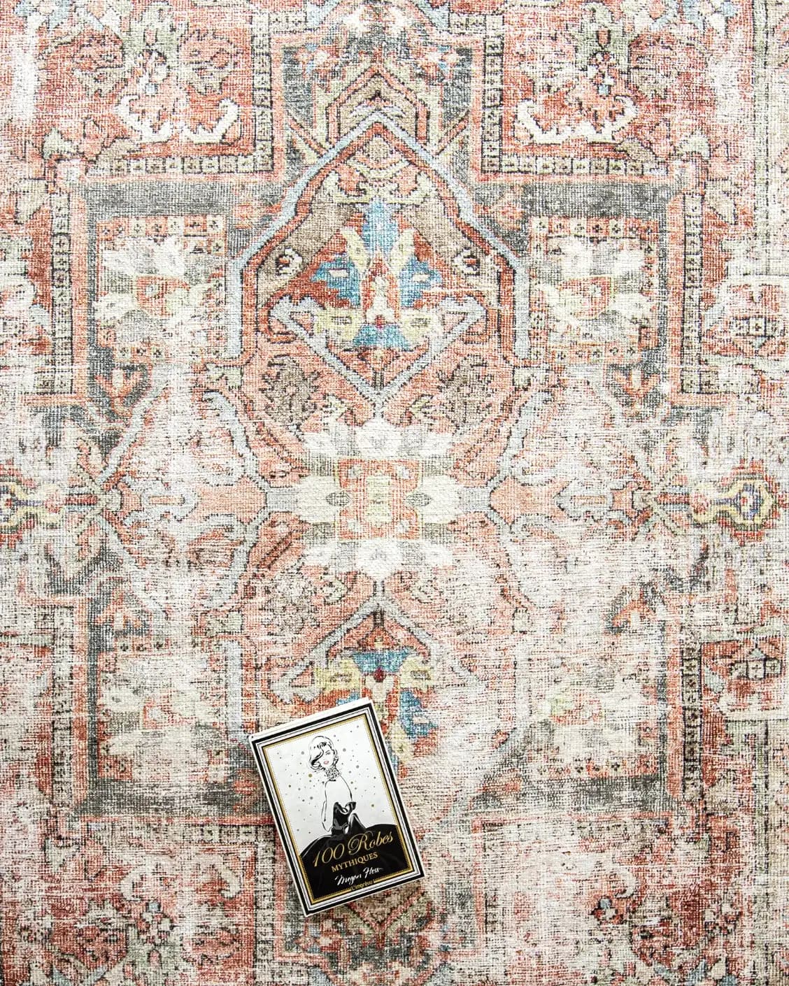 Vince Rouge carpet in red and multicolour, shown in a lifestyle top view as image 7
