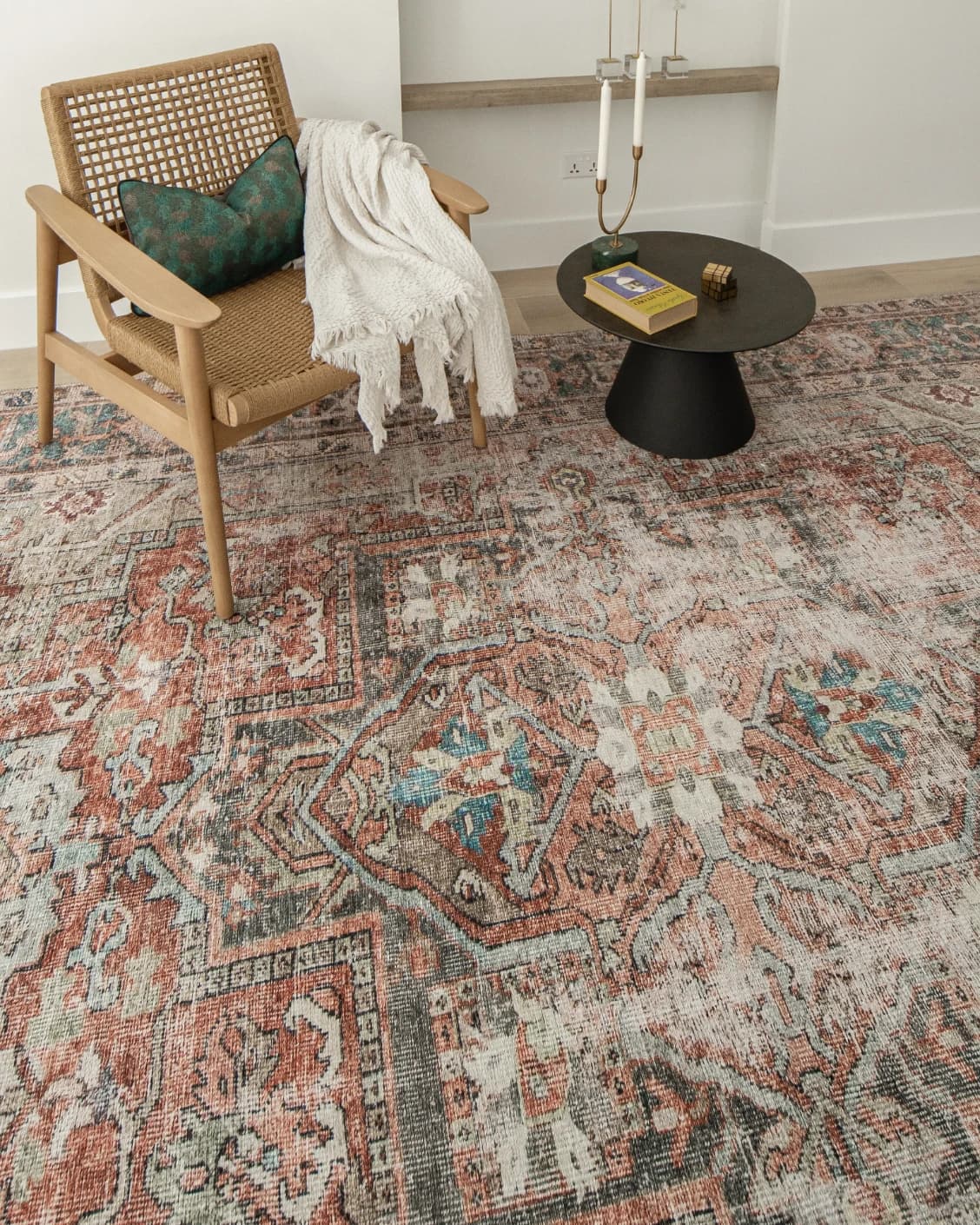 Vince Rouge carpets in red and multicolour, shown in a lifestyle front view as image 3