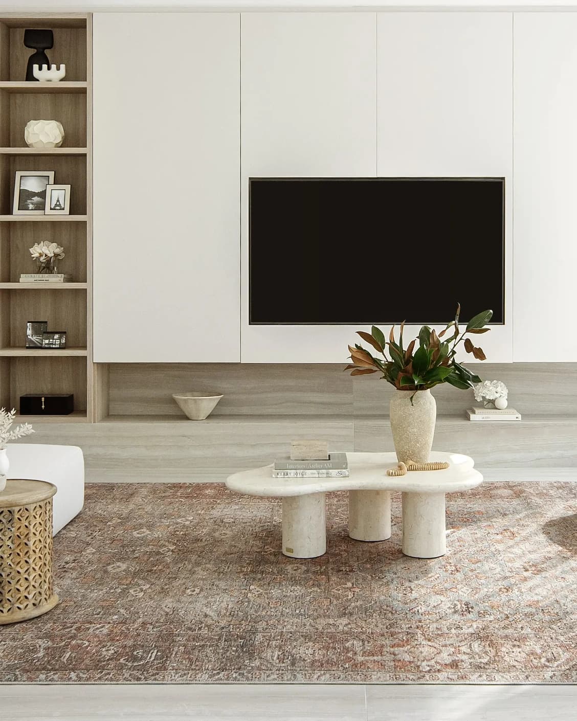 Vince Sandy carpet in beige and multicolour, shown in a lifestyle front view as image 4