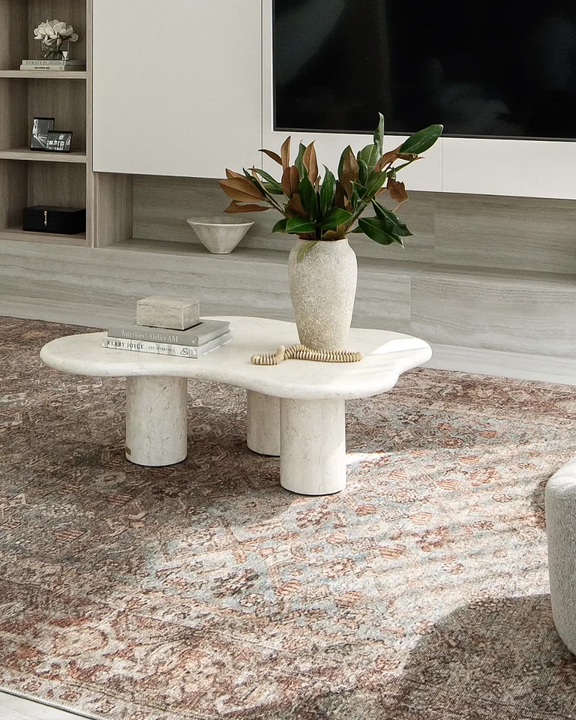 Vince Sandy carpet in beige and multicolour, shown in a lifestyle right view as image 5