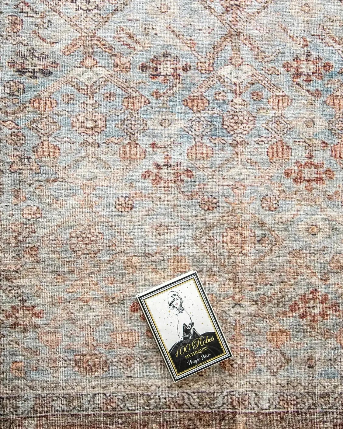 Vince Sandy carpet in beige and multicolour, shown in a lifestyle top view as image 7