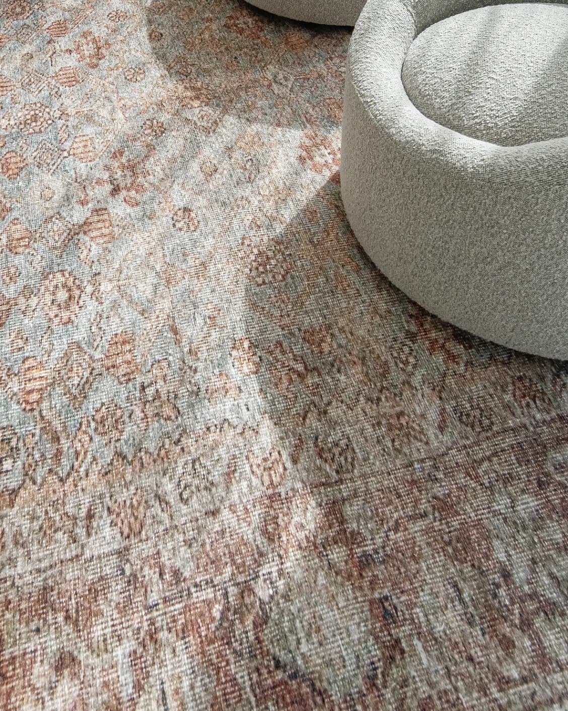Vince Sandy carpet in beige and multicolour, shown in a lifestyle top view as image 8