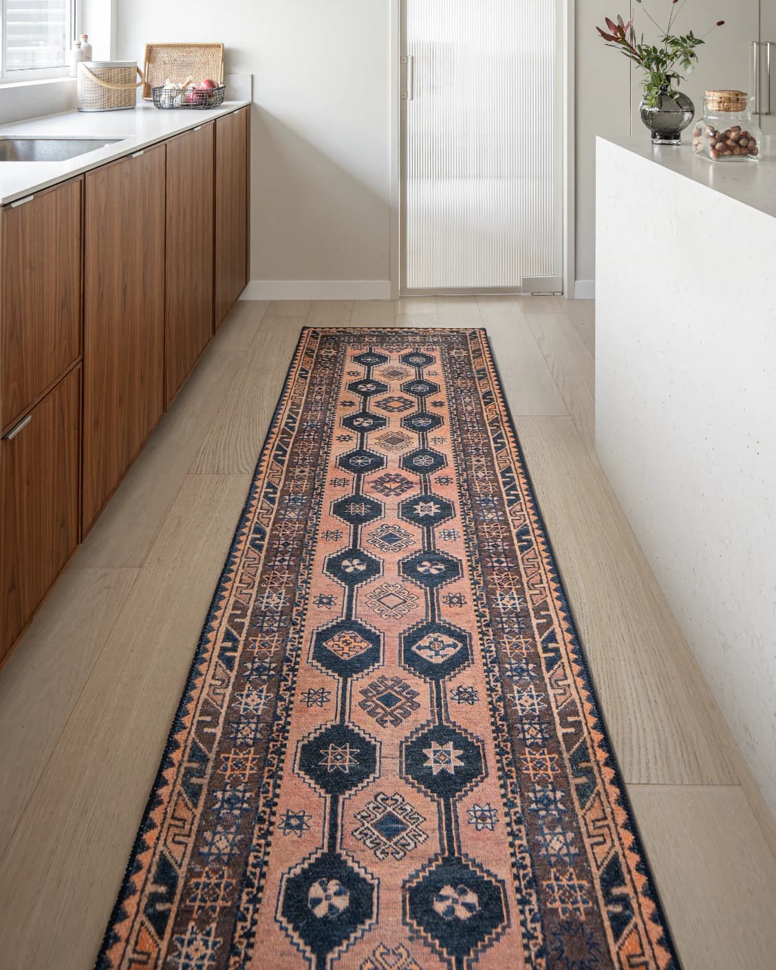 Vincent Blossom Runners carpet in pink, blue and multicolour, shown in a lifestyle front view as image 2