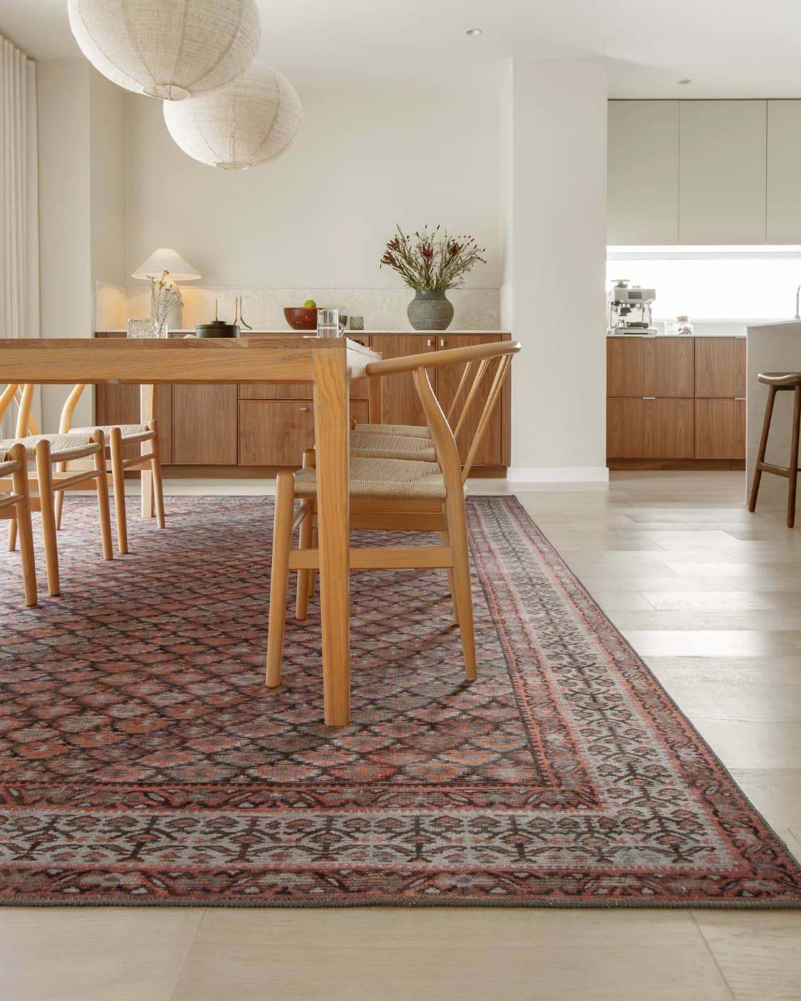 Vincent Copper carpet in taupe, orange and multicolour, shown in a lifestyle front view as image 9
