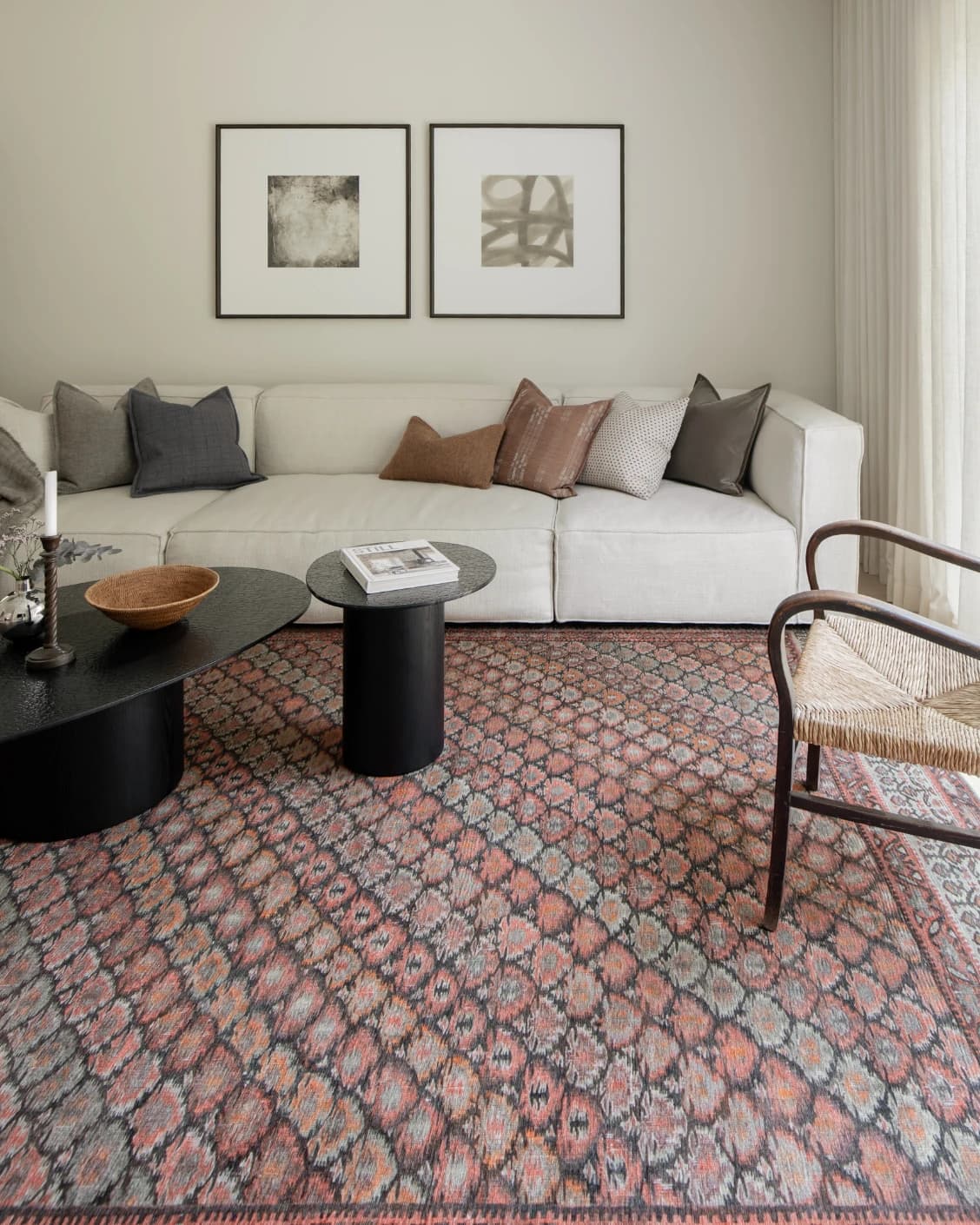 Vincent Copper carpet in taupe, orange and multicolour, shown in a lifestyle front view as image 6