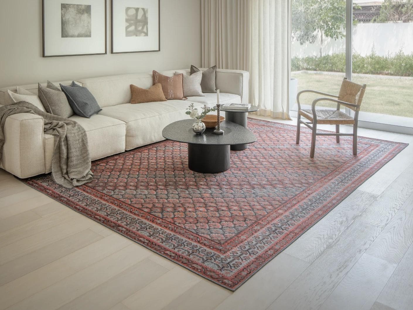 Vincent Copper carpet in taupe, orange and multicolour, shown in a lifestyle front view as image 7