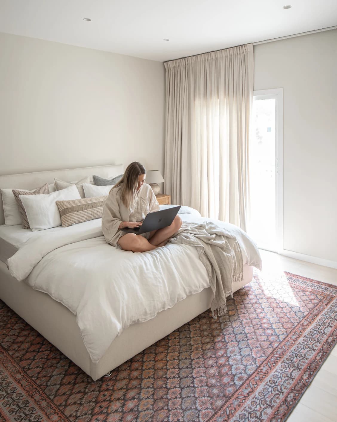 Vincent Copper carpet in taupe, orange and multicolour, shown in a lifestyle left view as image 25