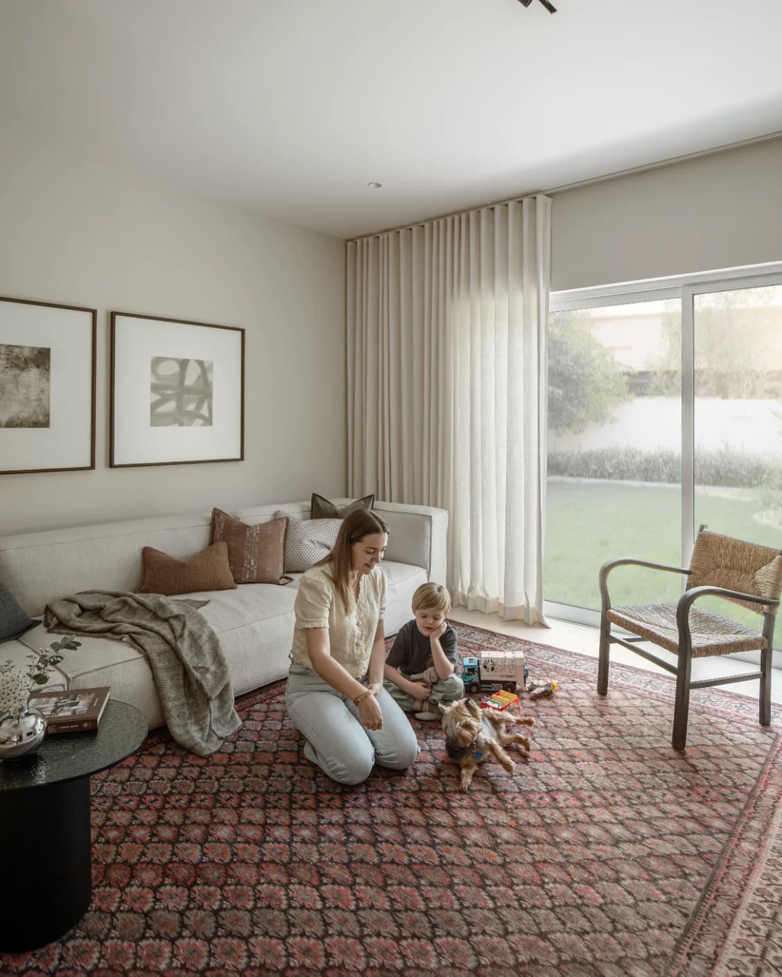 Vincent Copper carpet in taupe, orange and multicolour, shown in a lifestyle left view as image 20