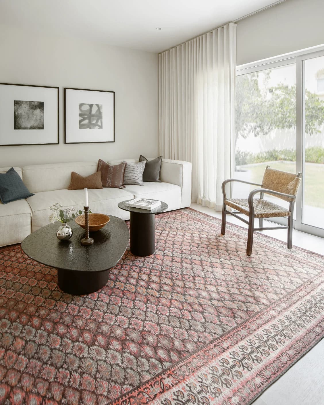 Vincent Copper carpet in taupe, orange and multicolour, shown in a lifestyle left view as image 15