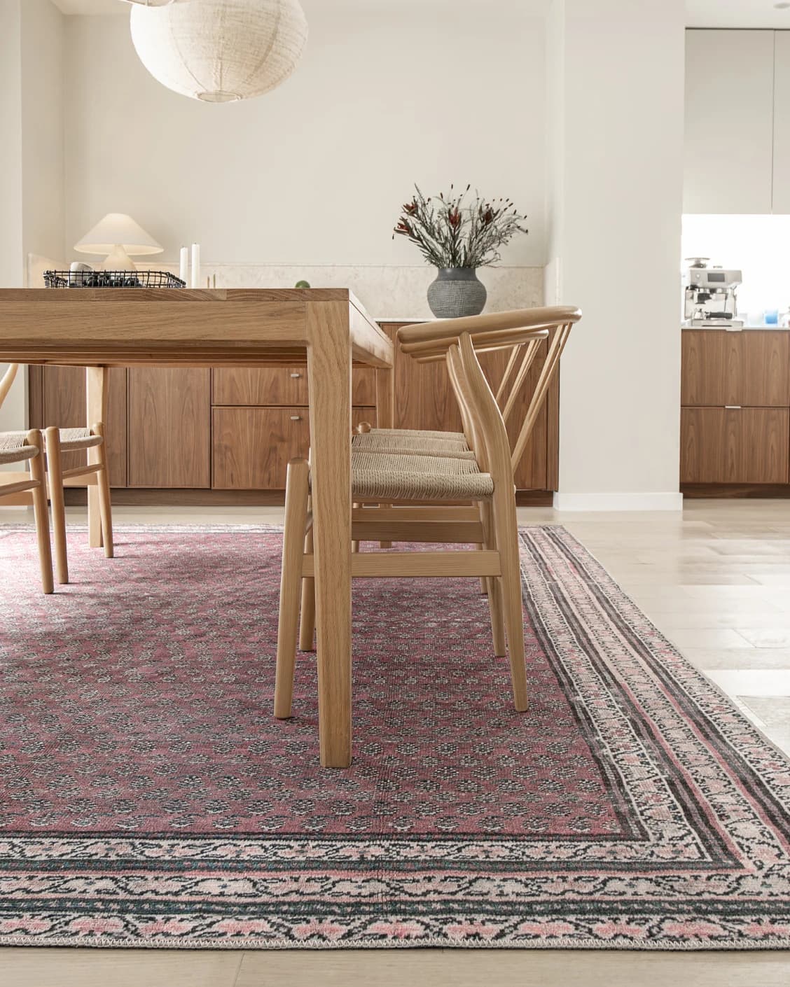 Vincent Coral carpet in coral, red and multicolour, shown in a lifestyle front view as image 6