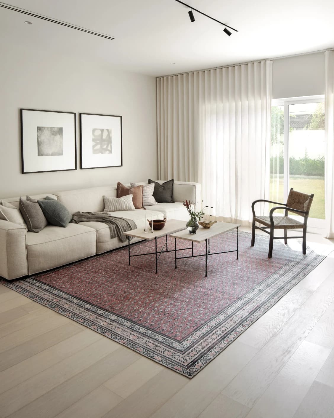 Vincent Coral carpet in coral, red and multicolour, shown in a lifestyle front view as image 8