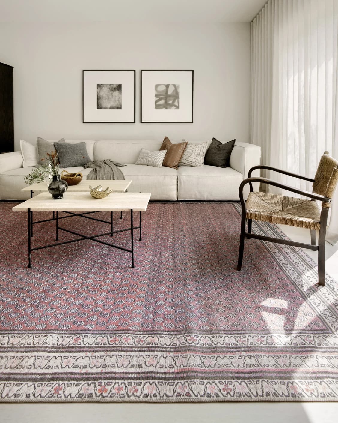 Vincent Coral carpet in coral, red and multicolour, shown in a lifestyle front view as image 9
